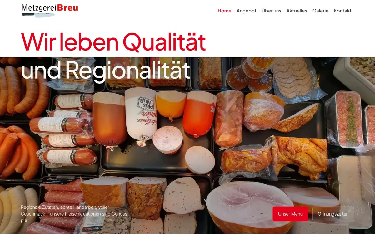 Website der Metzgerei Breu
